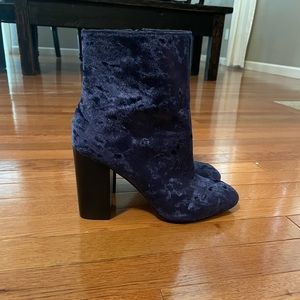 Blue velvet material Rebecca minkoff boots!